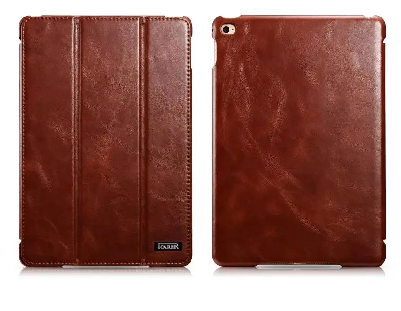brown Чехол для iPad Mini 4, роскошный Винтажный чехол из натуральной воловьей кожи для iPad Mini 4, Умный Магнитный чехол-подставка, чехол для Mini4 - Цвет: brown