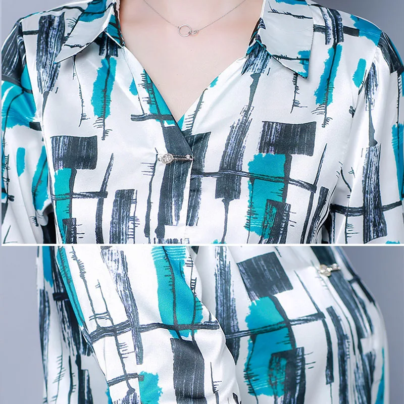 

Blusas Mujer De Moda 2021 Short Sleeve Button V-Neck Shirts Women Tops Ladies Tops Blouse For Women Plus Size Geometric 4878 50