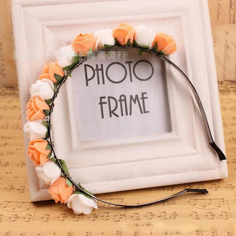 10 шт./лот Женские аксессуары для волос розовые полиэтиленовые цветочные повязки 8