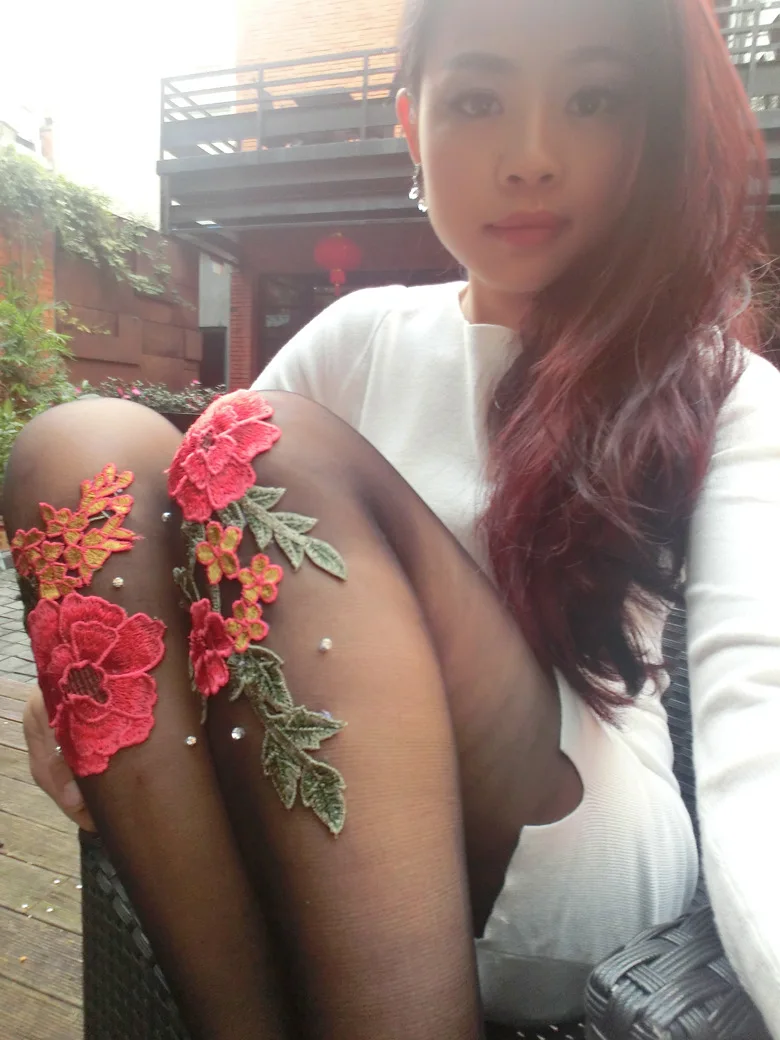 3 шт. шелковые колготки с вышивкой | Женская одежда