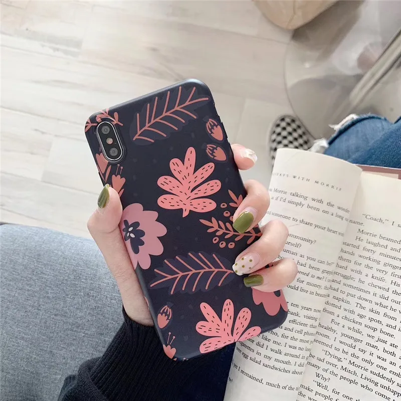 Новый чехол с подсолнухами и листьями для iPhone XR XS Max X 8 Plus телефона рисунком