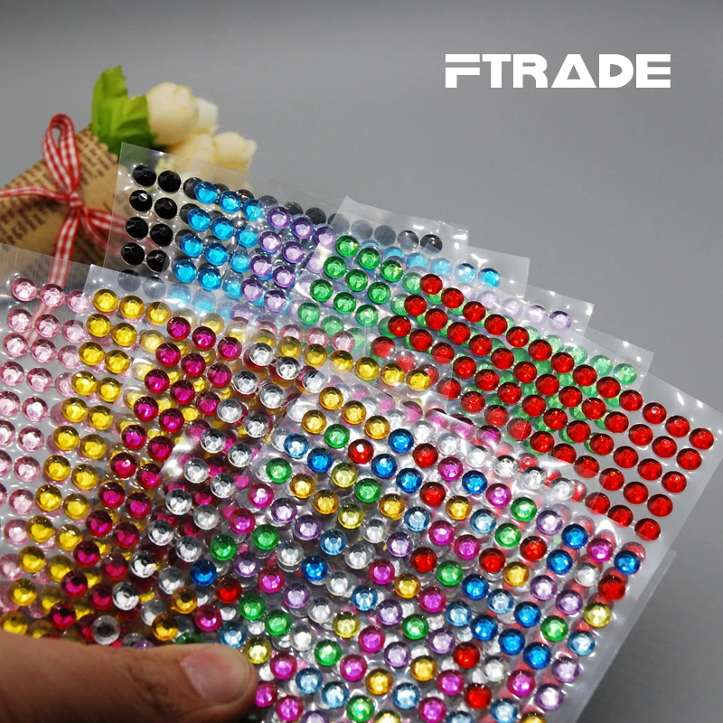 10 цветов/партия самоклеящиеся наклейки 6 мм 260 шт.|rhinestone lot|rhinestone accessoriesrhinestone adhesive |