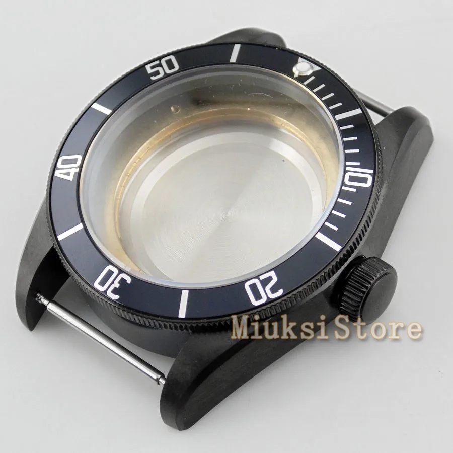 Black 41mm sapphire watch Case fit Miyota 8205/8215 ETA 2836 DG2813 | Наручные часы