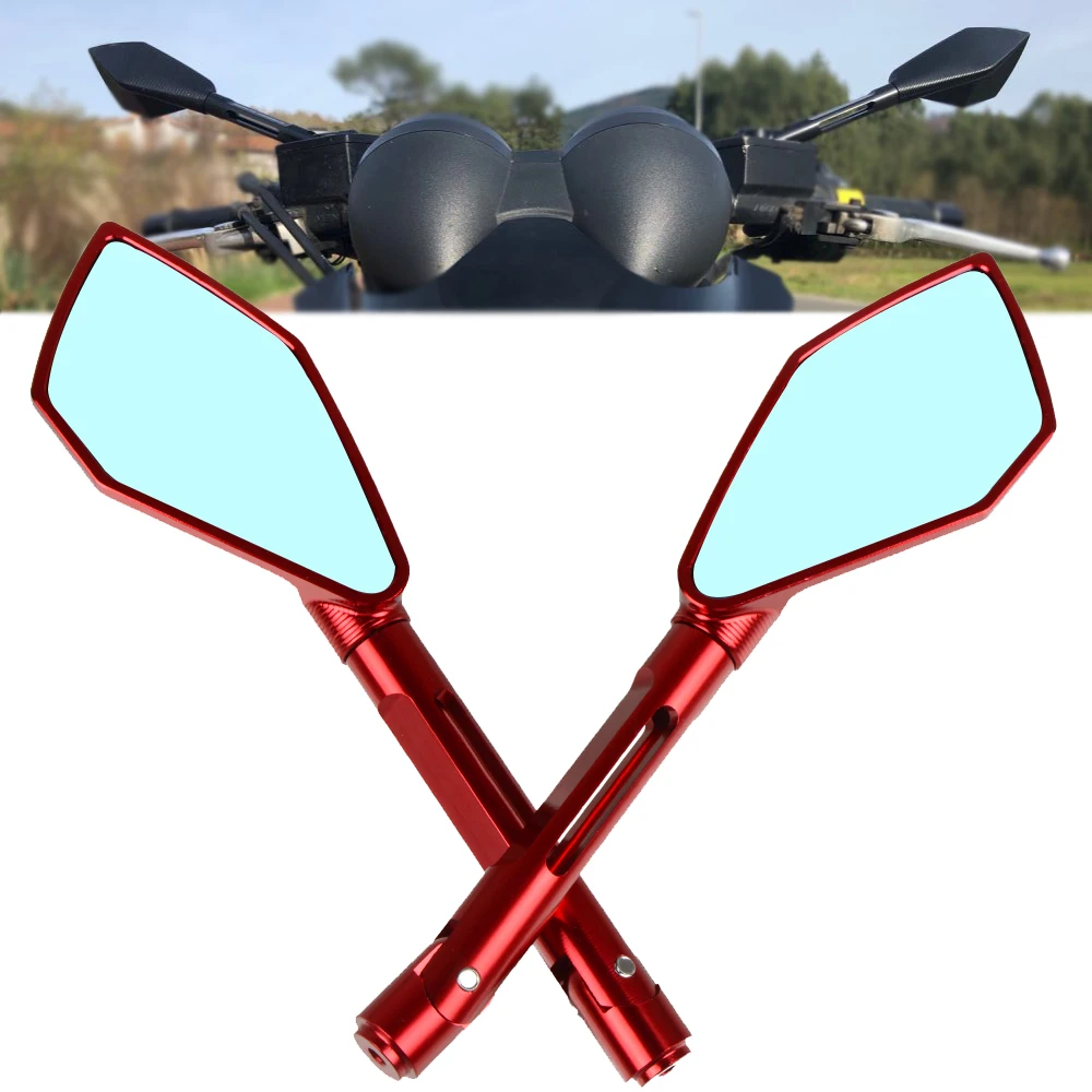 

CNC Aluminum Motorcycle Rearview Mirrors Blue Glass Rear View Side Mirror For Kawasaki Z250/Z300/Z800/Z750 Ninja 250 Ninja 300