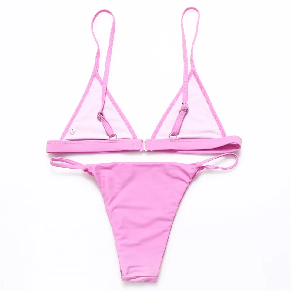 Stripsky 2018 Сексуальный бикини-комплект бразильское купальное белье больших размеров трусики-бикини тонг розового цвета для женщин Майо де Бэйн.