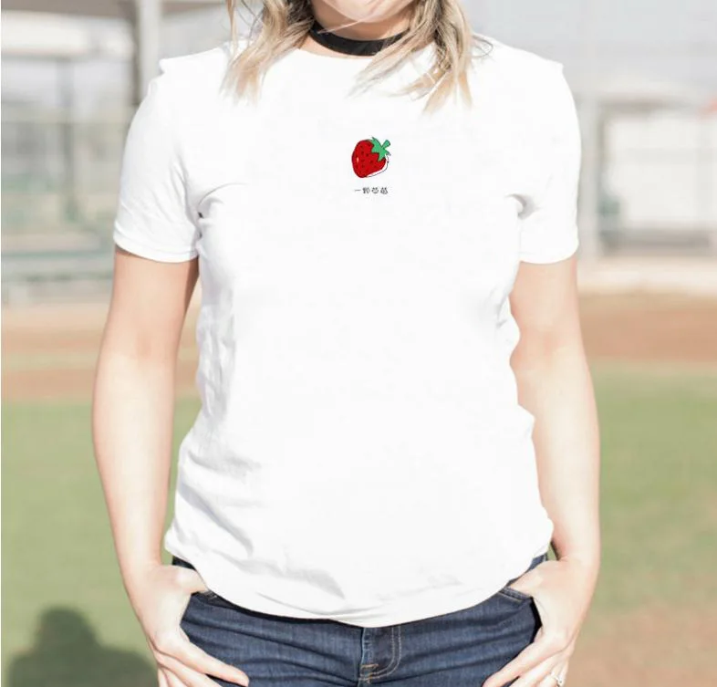 

2019 summer New a strawberry print t-shirt Loose casual wild lady t-shirt Fashion Tops FFV116