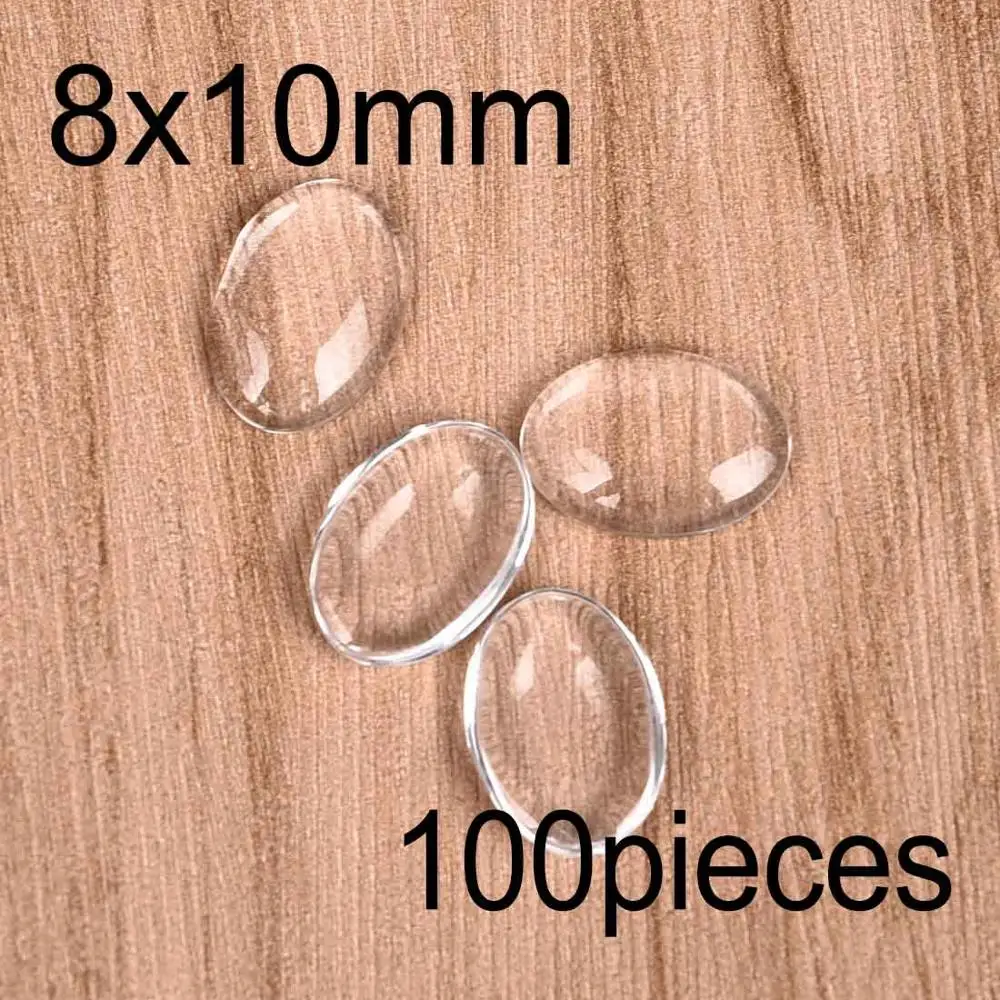 Oval 8x10mm 100pcs Круглые прозрачные кабошоны овальные квадратные сердца с плоской задней частью прозрачное стекло для ювелирных изделий ручной работы - Цвет: Oval 8x10mm 100pcs