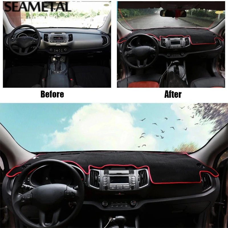 LHD для KIA Sportage 3rd 2011 2012 2013 приборной панели автомобиля крышки коврики Подушка тени Межкомнатная дверь защитник, летние аксессуары для женщин