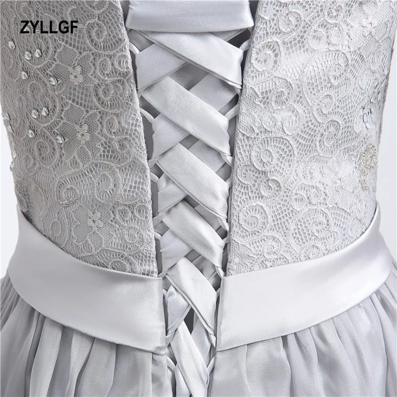 ZYLLGF 2017 New Arrival Fashion Grey Satin A-line V-neck Lace Up Floor-Length Long Dress Evening GS157 | Свадьбы и торжества