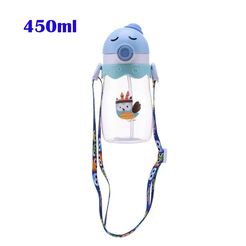 Blue Green Owl L 350/450 мл с принтом «My Kids воды бутылочка для кормления; Комбинезоны для детей с кроликом из мультфильма стаканы для чая, кофе, молока милые бутылки ребенок день рождения милые подарки - Цвет: Blue Green Owl L