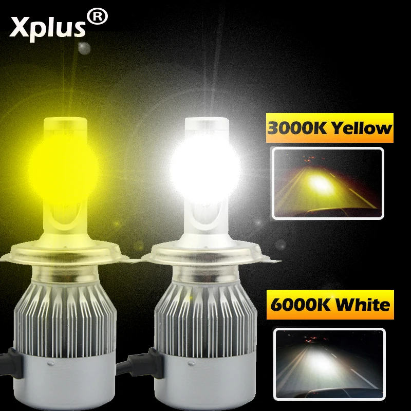 Xplus C6 желтый 2 шт. * 36W COB светодиодный светильник 12V H1 H3 H4 H7 H8 H9 H10 H11 9 HB3 HB4 автомобилей