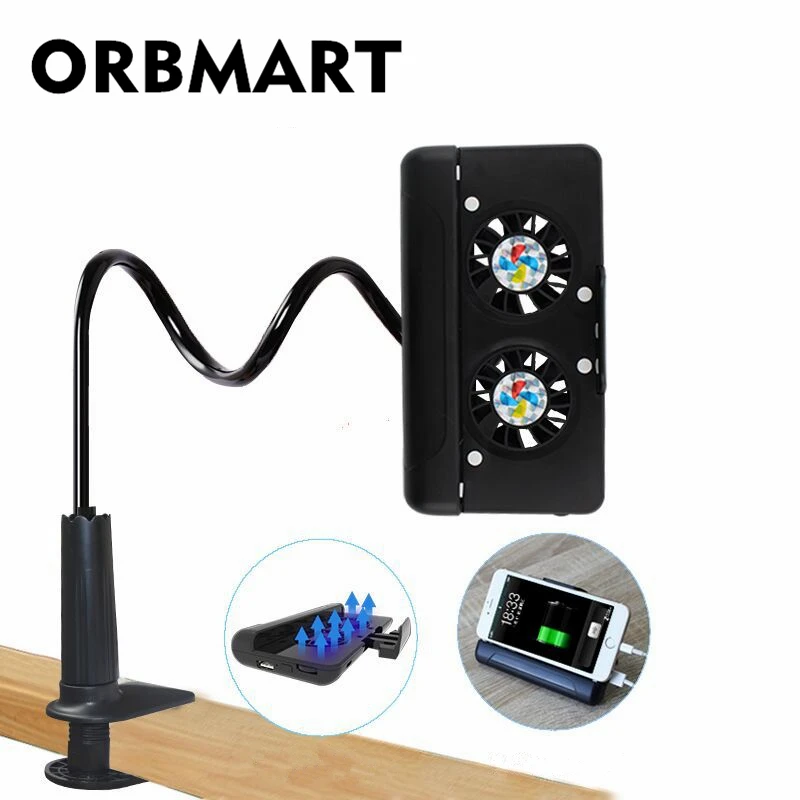 

ORBMART 2018 Новый Многофункциональный Ленивый Кронштейн Настольный держатель с вентилятором радиатором и функцией внешнего аккумулятора для т...