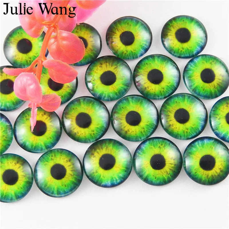 Julie Wang 30 шт 12 мм Стеклянные круглые кабошоны с изображением дракона ящерицы