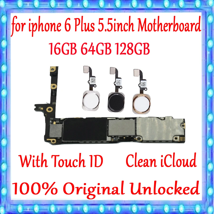 Материнская плата NO iCloud для iPhone 6 Plus 5 дюйма 16 ГБ 64 128 100% Оригинал разблокирован