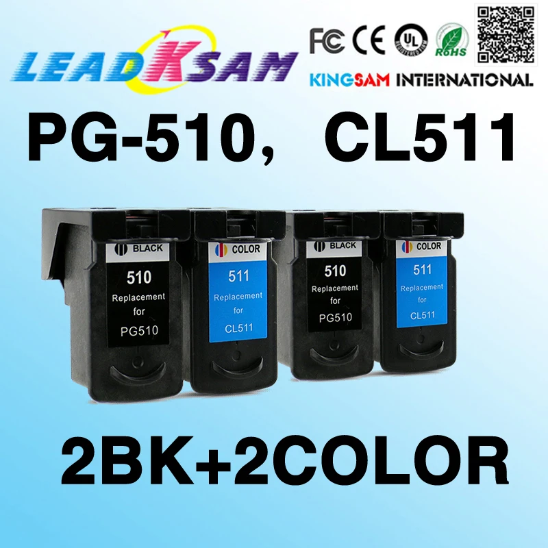 Картридж с чернилами совместимый PG510 CL511 PIXMA MP230 240 250 260 270 280 282 480 490 MP499 2 комплекта|ink
