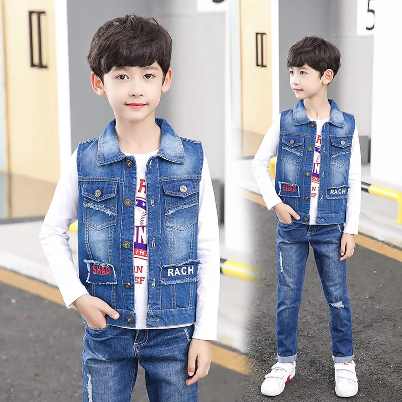Boys Fashion Denim Vests Autumn Children Casual Cowboy Waistcoats Child Girls Jeans Outdoor Vest Waistcoat