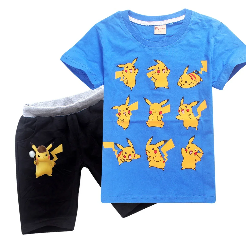 Новые короткие футболки для маленьких мальчиков + шорты штаны спортивные костюмы