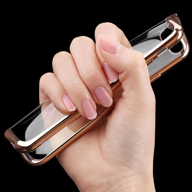 Роскошные позолоченные прозрачные силиконовые чехлы из ТПУ для iPhone 6 6S plus 7 Plus