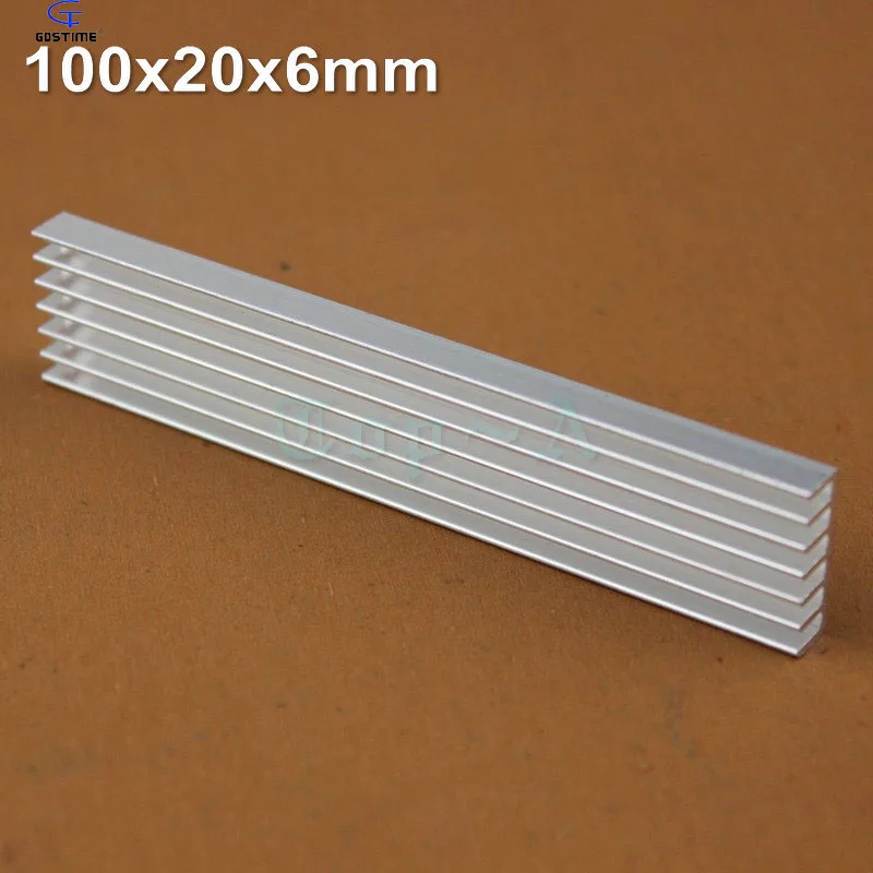 50 шт. 100x20x6 мм алюминиевый радиатор охлаждающий вентилятор для IC LED Радиатор Охладитель 100 мм x 20 мм x 6 мм