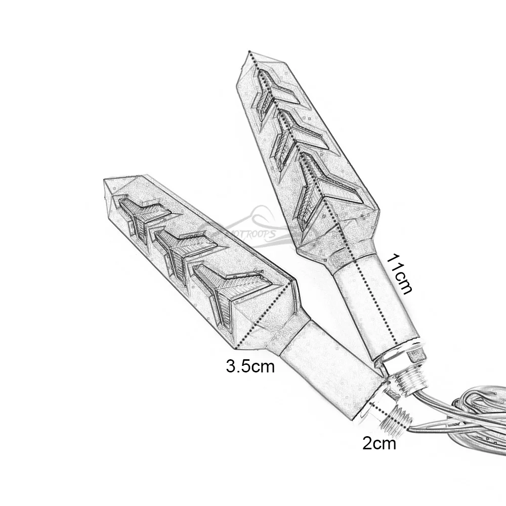 2 пары Мотоцикл Универсальный течет вода светодиодный указатель поворота