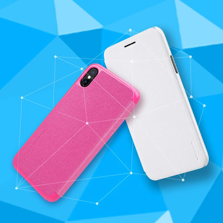 Стеклянная пленка в подарок) для Apple iphone X кожаный чехол 5 8 ''NILLKIN откидная