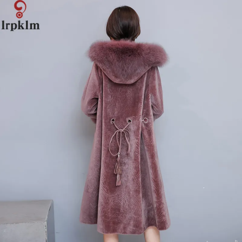 Длинная черная шуба женская зимняя из искусственного меха кролика новинка 2017