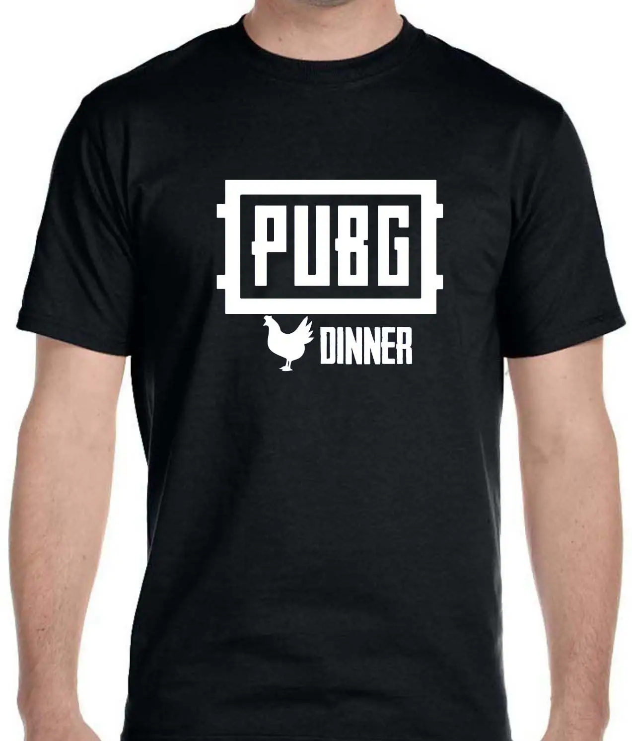 PUBG курица ужин победитель Футболка 100% хлопок мультфильм футболка Мужская