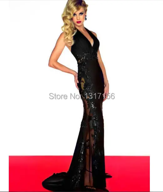 High Quality Elegant Sexy Mermiad V Neck Appliques Court Trian Lace Best Selling Long Stunning long Prom evening Dress | Свадьбы и