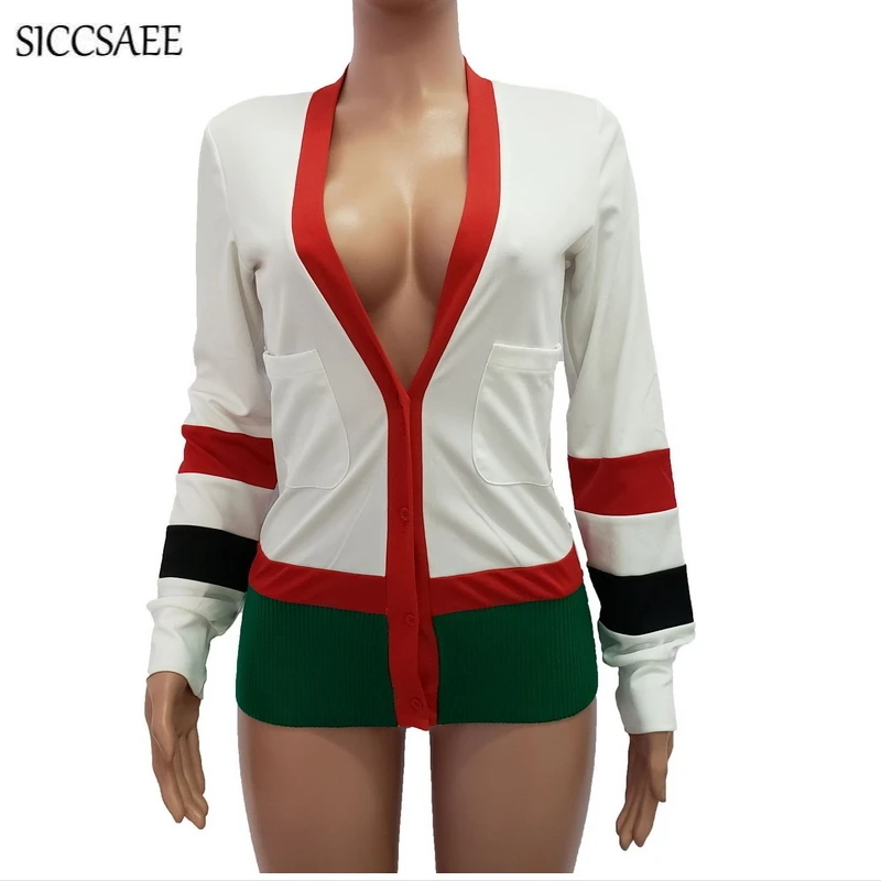 Женский вязаный кардиган с длинными рукавами в стиле пэчворк Blusas Mujer De Moda