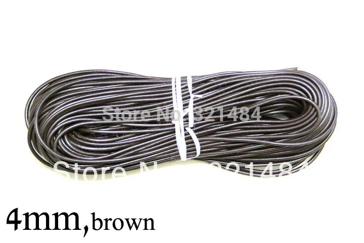

Brown coffe colored 100m/lot guniune real round leather cord 4mm strings ropes jewelry making supplies