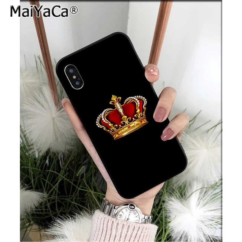 MaiYaCa Crown King queen высококачественный чехол для телефона для iPhone X XS MAX 6 6S 7 7plus 8 8Plus 5 5S XR