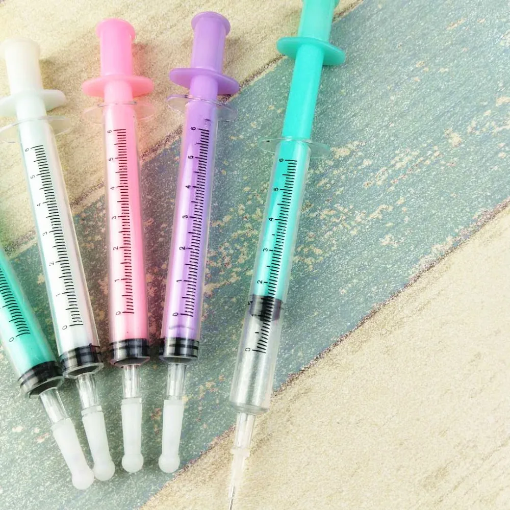 100 шт./лот оптовая продажа рекламная Новинка шариковая ручка в виде шприца для