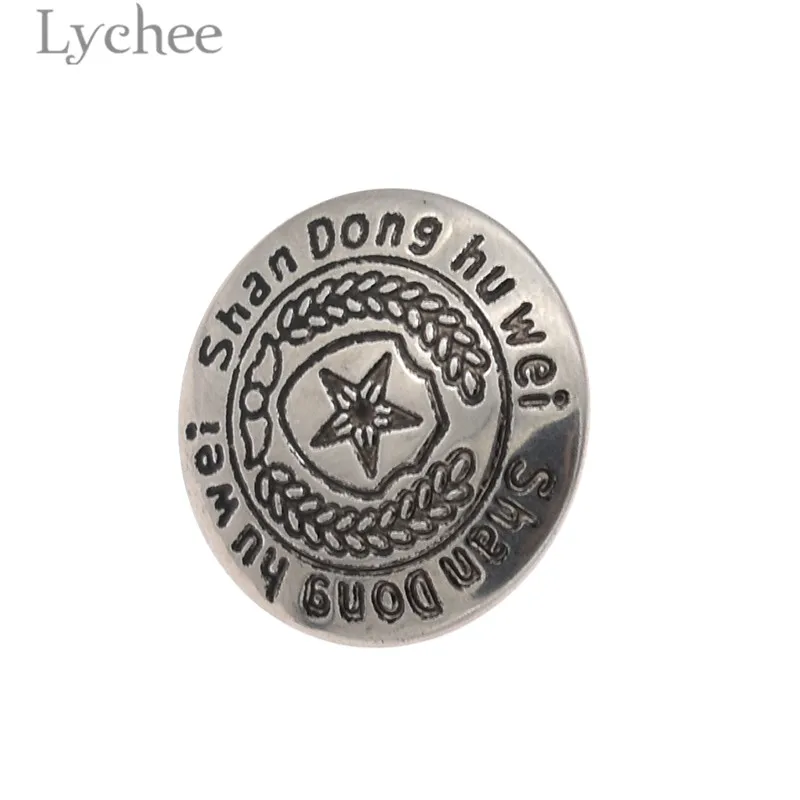 Lychee Life 5 шт 15 мм/21 мм резной в виде звезды металлические кнопки серебристого цвета