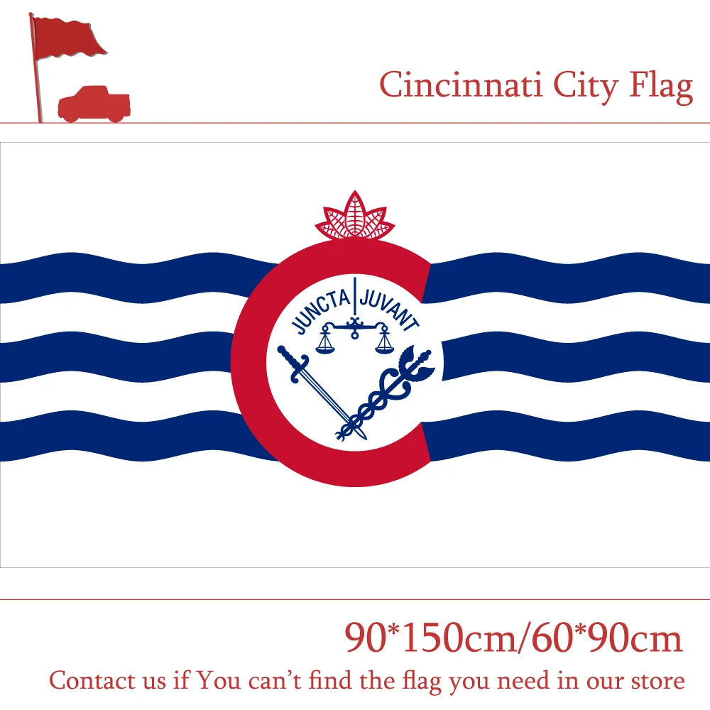 Свяжитесь с нами 3x5 футов полиэфирные баннеры Цинциннати флаг города Ohio State 90*150 см