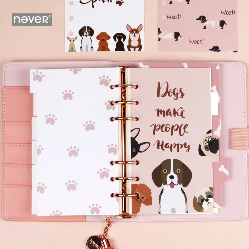 

Never Cute Dogs Design Notebooks Dividers A6 Planner Index Pages Filler Paper for Filofax Notebook Gift Stationery Supplies 6pcs