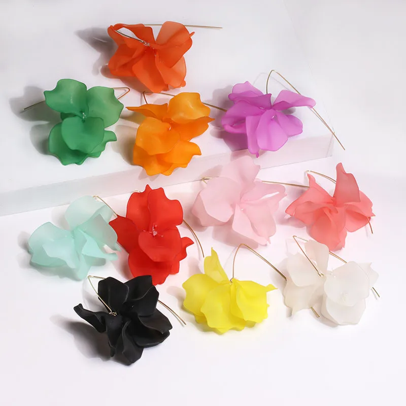 Женские серьги подвески с цветком ZA длинные из смолы в богемном стиле