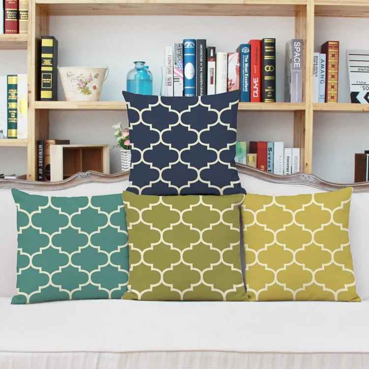 Чехол для подушки в скандинавском стиле из хлопка и льна крупную клетку | Дом сад