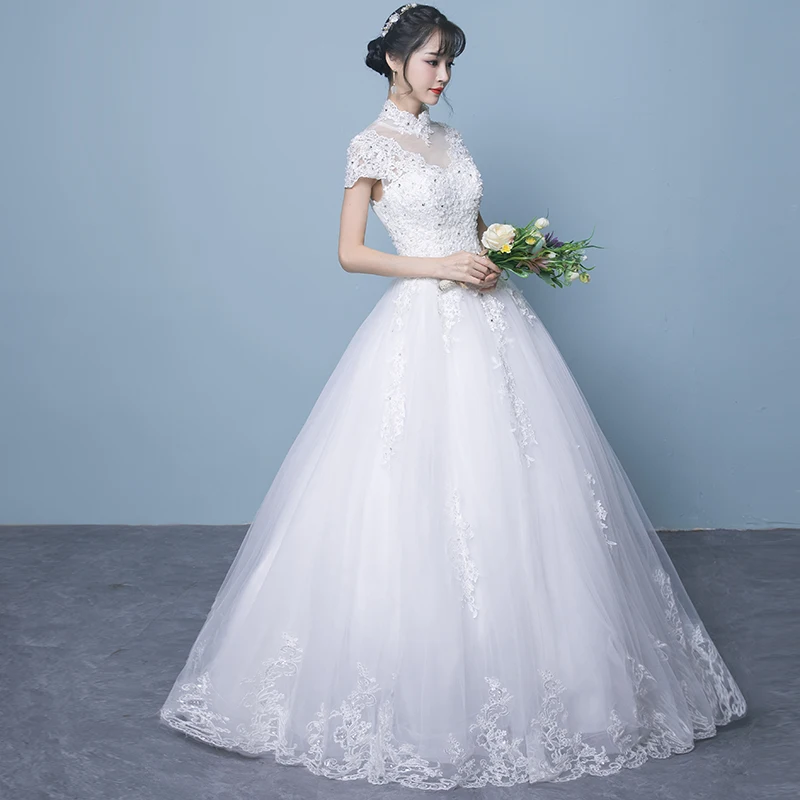 Fansmile Short Sleeve Vestido de Novia Ball Gowns Wedding Dresses 2020 Princess Plus Size Vintage Robe Mariage FSM-018F | Свадьбы и