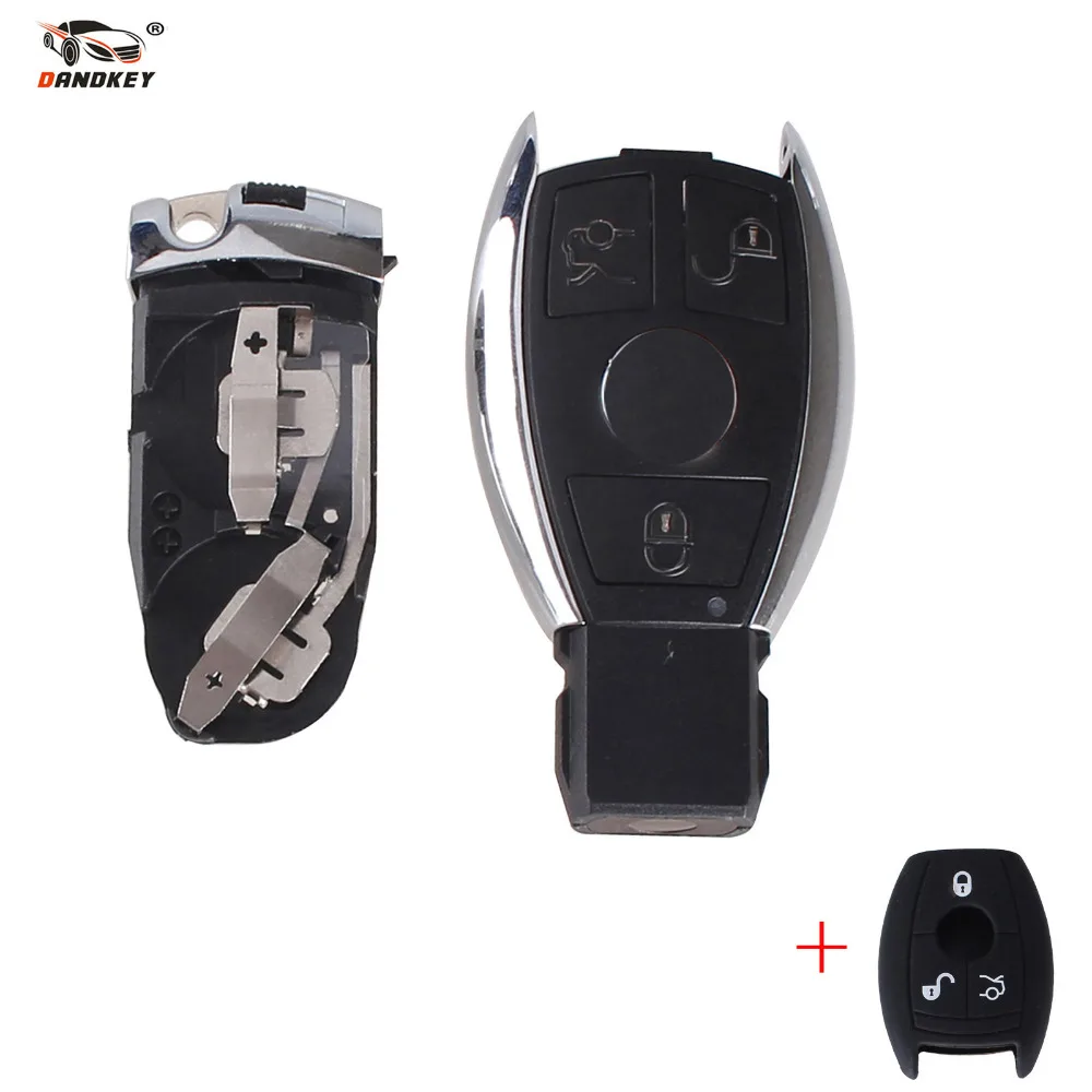Dandkey силиконовый чехол 3 кнопки для mercedes benz smart key fob удаленной оболочки Chrome S SL ML SLK