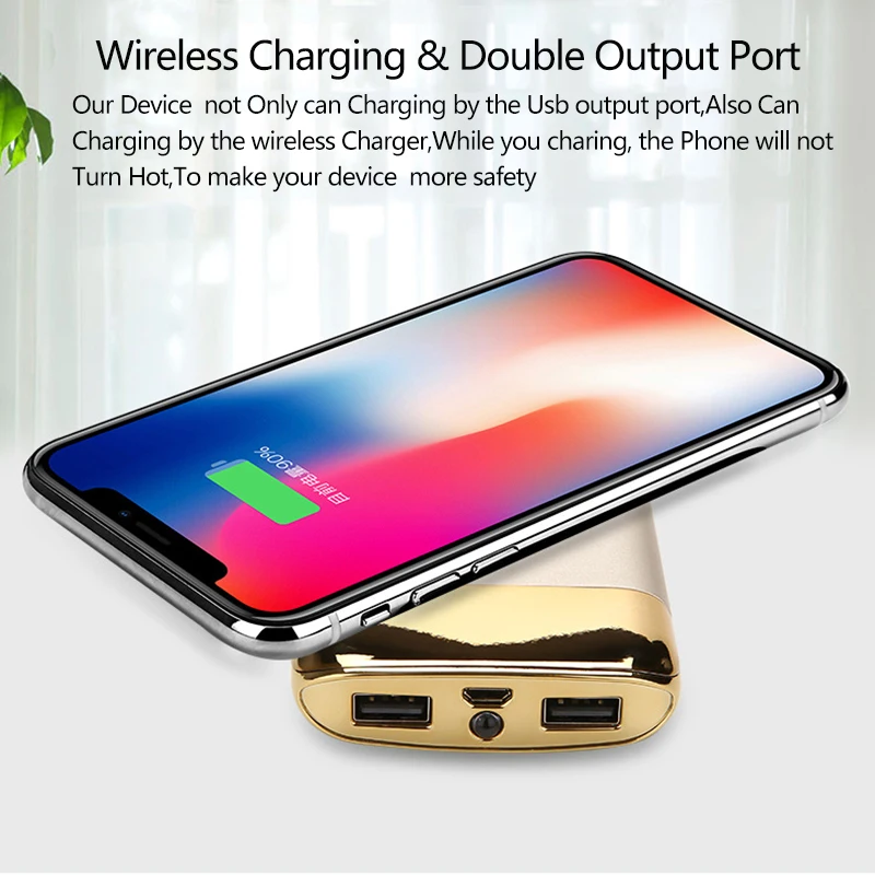 20000 мАч Qi Беспроводное зарядное устройство Внешний аккумулятор для iPhone XS XR 8 7 6 huawei P30 Xiaomi повербанк