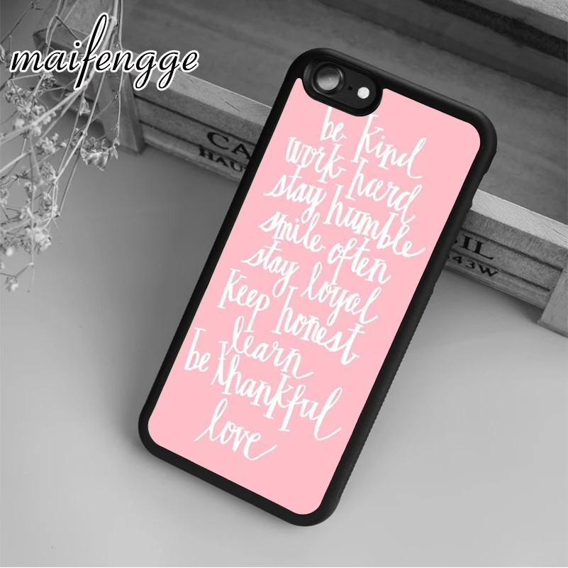 Чехол maifengge Be Kind Wise Happy Life с цитатой для iPhone 5 6 s 7 8 plus 11 12 Pro X XR XS Max Samsung Galaxy S6 S7 edge S8 S9 |