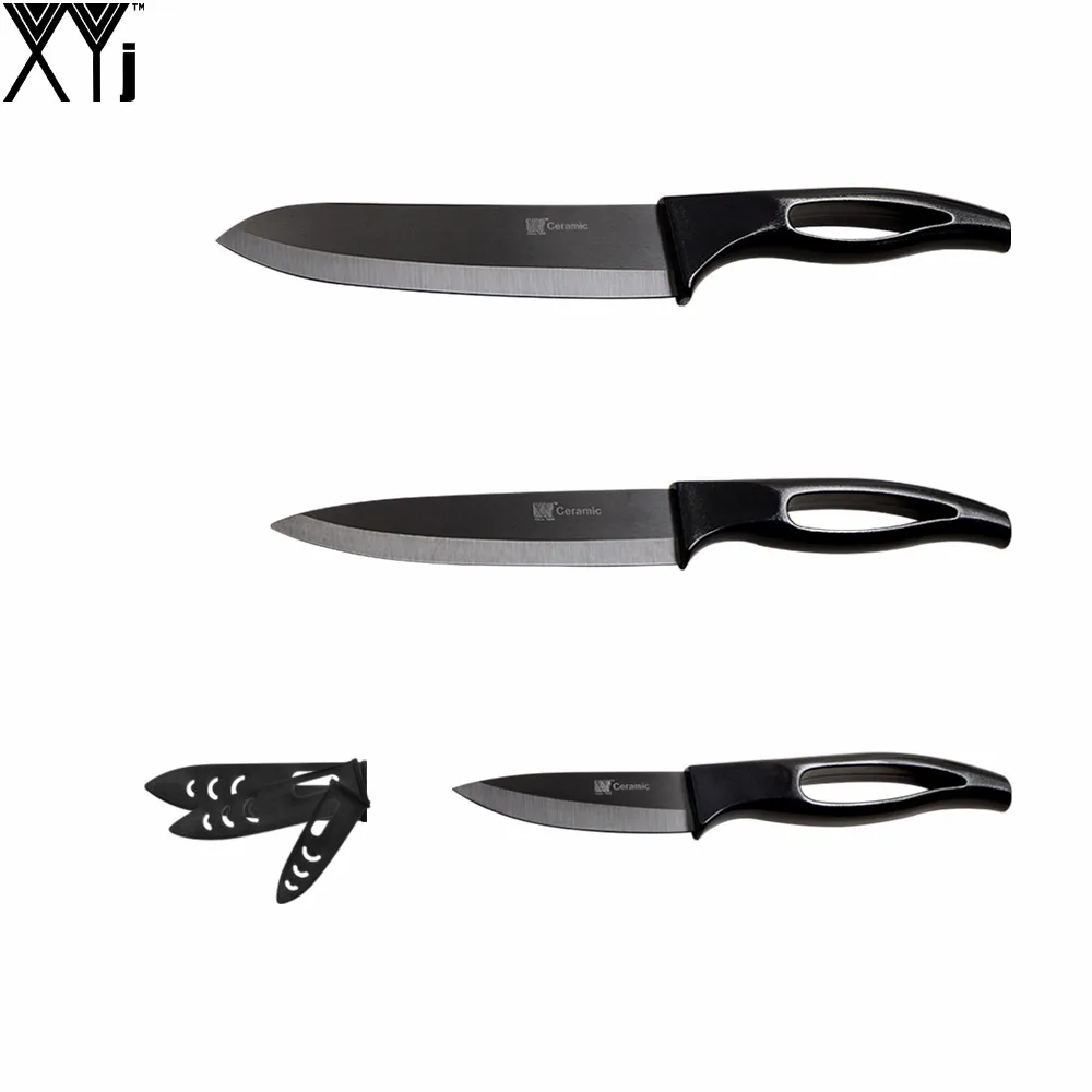 Ergonomic Grip Design Ceramic Knife Set 3'' 5'' 6&quot Paring Slicing Chef Kitchen Healthy XYJ Brand Cooking Tools With Covers |