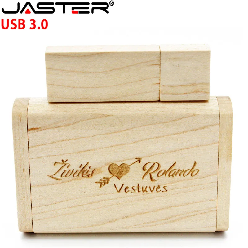 JATSER USB 3,0 деревянный usb+ коробка Флешка 4 ГБ 8 ГБ 16 ГБ 32 ГБ 64 ГБ usb флеш-накопитель Флешка карта памяти фотография свадебный подарок