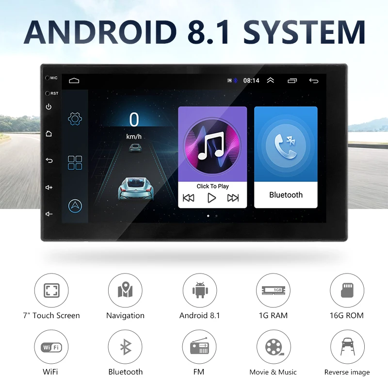 Jansite 7 дюймовый универсальный двойной din автомобильный радиоприемник Android стерео