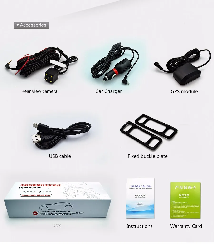 

5.0 inch android touch rearview mirror wifi gps navigator FM full HD dual lens car camera 1080p car DVR parking video recorder