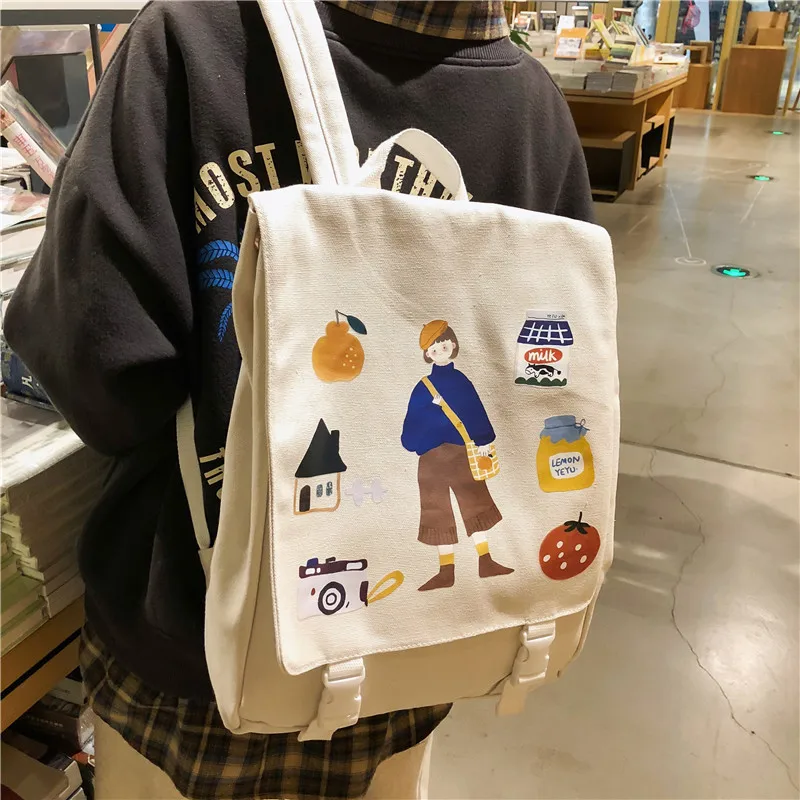 Женский холщовый школьный рюкзак для подростков Mochilas Bookbag модный школьный рюкзак для девочек черная школьная сумка