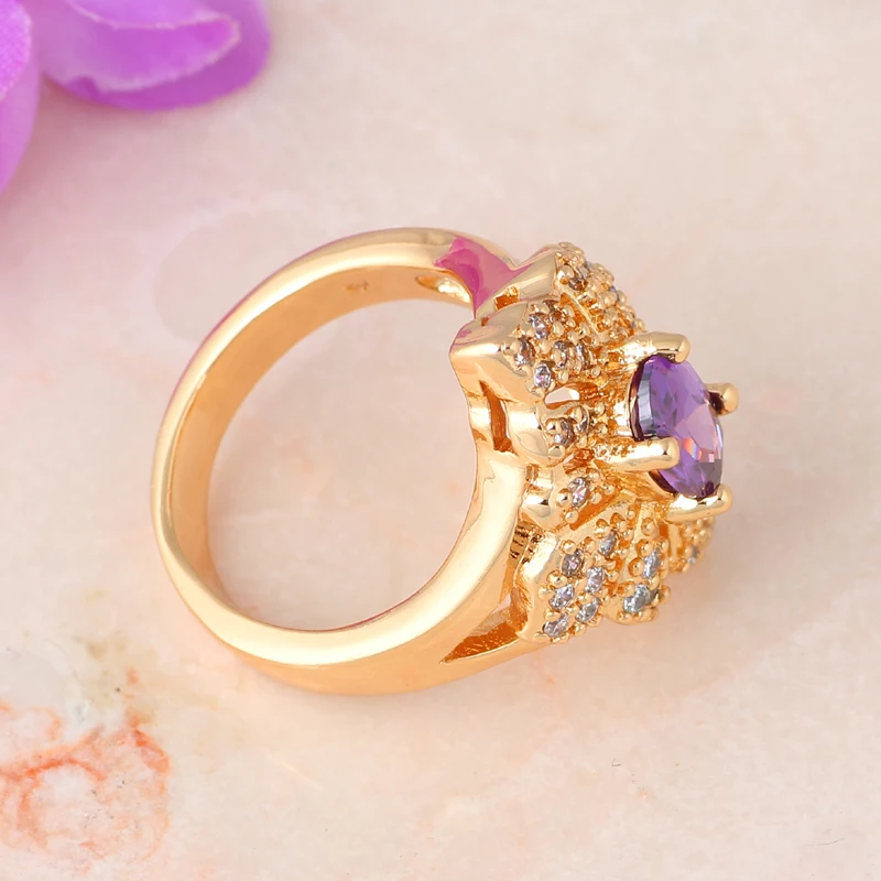 Модное дизайнерское Золотое кольцо с цирконием из никеля и свинца размер США #7 5 #6