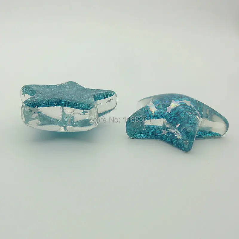 1 шт./Лот Смола плоская задняя сторона синий цвет пентаграмма звезда 33 мм