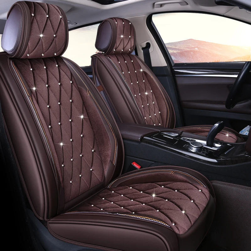 

Universal car seat cover with Studded Rhinestone plush car seat cushion for Toyota Corolla Camry Rav4 Auris Prius Yalis Avensis