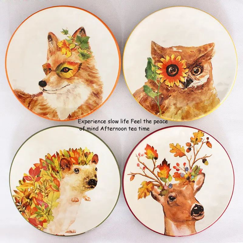 Животного сова лиса олень Ежик Миски Детские и Таблички Торт Кондитерские